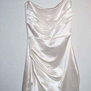Elegant White Satin Dress